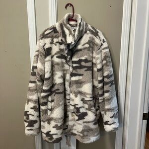 PJ Salvage Soft Gray Fleece Jacket